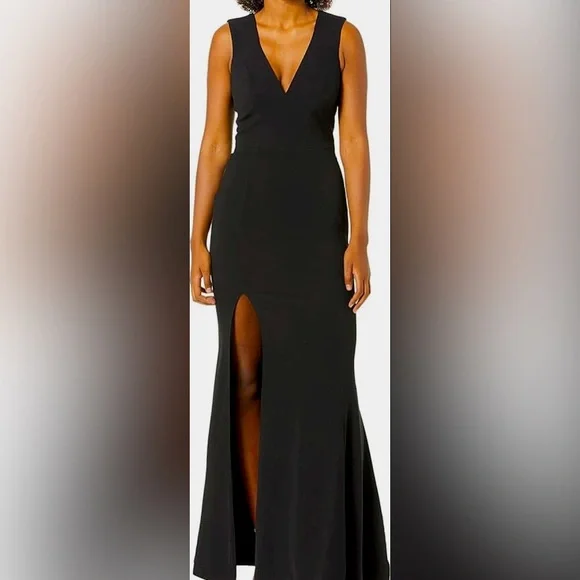 strapless open back dress Jordan Metallic Gown – Dress the Population